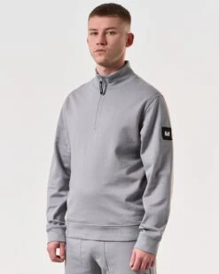 Weekend Offender Kraviz Quarter Zip Sweatshirt Smokey Grey -Weekend Offender SWSS2411 KRAVIZ SMOKEY 6004 MODEL