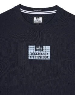 Weekend Offender Dygas T-Shirt Navy/Blue House Check -Weekend Offender TSAW303 DYGAS NAVY BLUE CHECK 0912