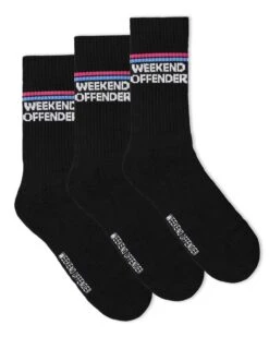 Weekend Offender Twin Stripe Sports Socks Black